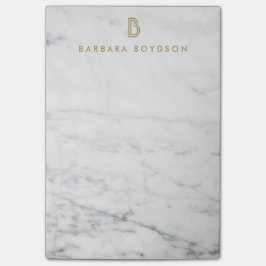 ミニマリストホワイトマーブル金ゴールドモノグラム ポストイット