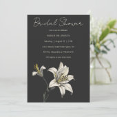 ミニマリストホワイトリリリオンブラックブライダルシャワー 招待状 (スタンド正面)