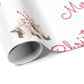 ミニマリストホワイトレッドメリークリスマスファミリーネームW ラッピングペーパー (ロールコーナー)