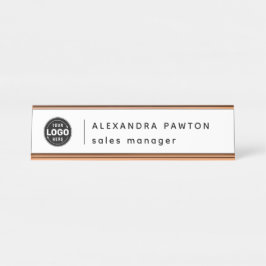 ミニマリストホワイトロゴ従業員デスク名プレート デスクネームプレート