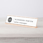 ミニマリストホワイトロゴ従業員デスク名プレート デスクネームプレート (正面)