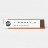 ミニマリストホワイトロゴ従業員デスク名プレート デスクネームプレート (正面)