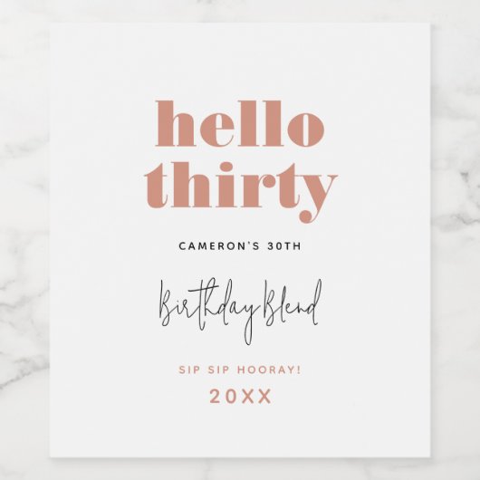 ミニマリストホワイトローズ金ゴールドパーソナライズされたタイポグラフィ ワインラベル (シングルラベル)