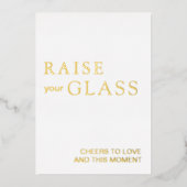 ミニマリストホワイト結婚&金ゴールドバーサインフォイル 箔シーズンカード (正面)