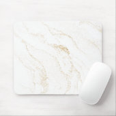 ミニマリストホワイト&ゴールデンマーブル マウスパッド (マウス)