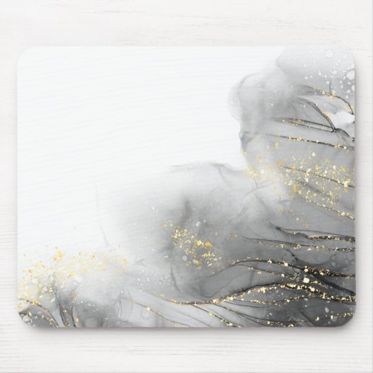 ミニマリストホワイト&ゴールデンマーブル マウスパッド (正面)