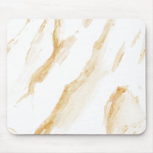 ミニマリストホワイト&ゴールデンマーブル マウスパッド (正面)