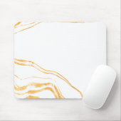 ミニマリストホワイト&ゴールデンマーブル マウスパッド (マウス)