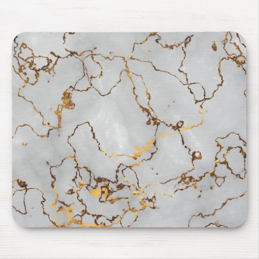 ミニマリストホワイト&ゴールデンマーブル マウスパッド (正面)