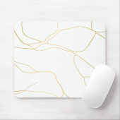 ミニマリストホワイト&ゴールデンマーブル マウスパッド (マウス)