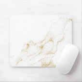 ミニマリストホワイト&ゴールデンマーブル マウスパッド (マウス)