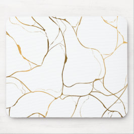 ミニマリストホワイト&ゴールデンマーブル マウスパッド