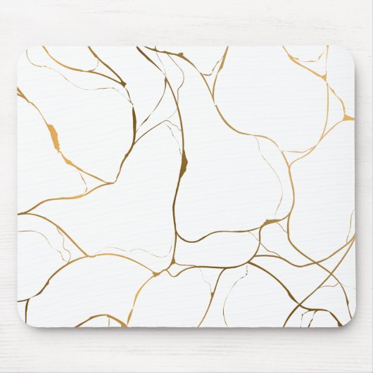 ミニマリストホワイト&ゴールデンマーブル マウスパッド (正面)
