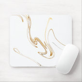 ミニマリストホワイト&ゴールデンマーブル マウスパッド (マウス)