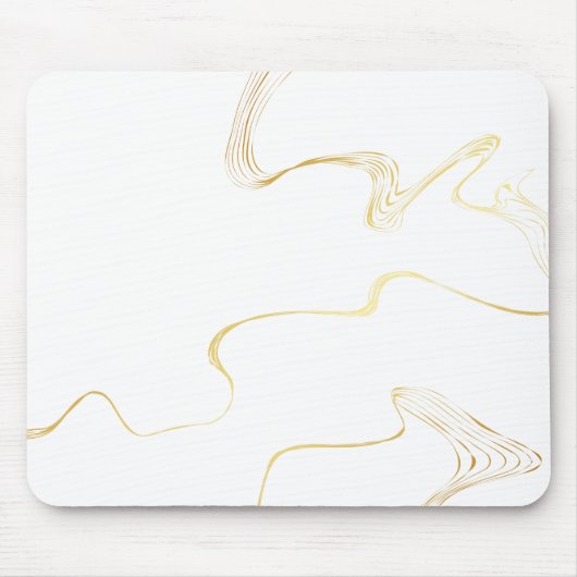 ミニマリストホワイト&ゴールデンマーブル マウスパッド (正面)