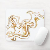 ミニマリストホワイト&ゴールデンマーブル マウスパッド (マウス)
