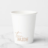 ミニマリストホワイト&テラコッタチームブライド紙カップ 紙コップ (正面)