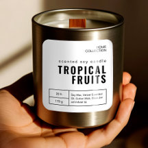 ミニマリストホワイト&ブラックキャンドルラベルシール