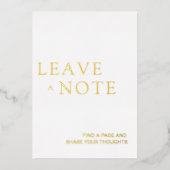 ミニマリストホワイト&金ゴールドゲストブックサイン 箔シーズンカード (正面)