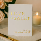 ミニマリストホワイト&金ゴールドデザートテーブルサイン 箔シーズンカード