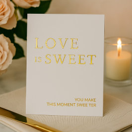 ミニマリストホワイト&金ゴールドデザートテーブルサイン 箔シーズンカード