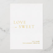 ミニマリストホワイト&金ゴールドデザートテーブルサイン 箔招待状 (正面)