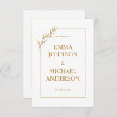 ミニマリストホワイト&金ゴールド結婚式招待状 招待状 (正面/裏面)