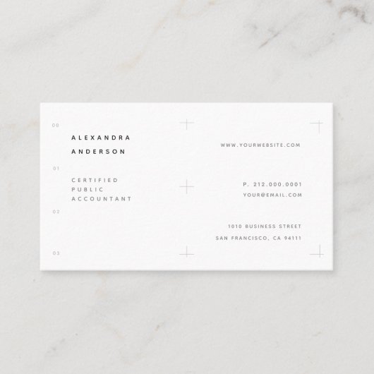 ミニマリストホワイトCPAプロフェッショナル名刺 名刺 (正面)