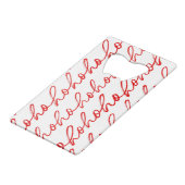 ミニマリストホーホー文字レッドホリデーパターンクリスマス クレジットカード栓抜き (裏面アングル)