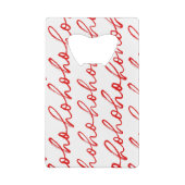 ミニマリストホーホー文字レッドホリデーパターンクリスマス クレジットカード栓抜き (裏面)