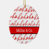 ミニマリストホーホー文字レッドホリデーパターンクリスマス セラミックオーナメント (右)