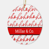 ミニマリストホーホー文字レッドホリデーパターンクリスマス セラミックオーナメント (左)