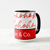 ミニマリストホーホー文字レッドホリデーパターンクリスマス マグカップ (正面右)