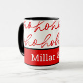 ミニマリストホーホー文字レッドホリデーパターンクリスマス マグカップ (正面左)