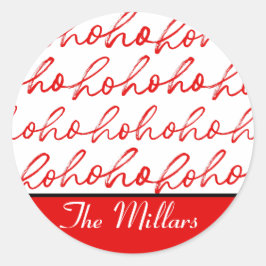 ミニマリストホーホー文字レッドホリデーパターンクリスマス ラウンドシール