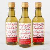 ミニマリストホーホー文字レッドホリデーパターンクリスマス ワインラベル (ボトル)