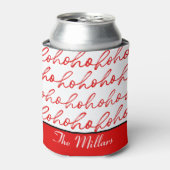 ミニマリストホーホー文字レッドホリデーパターンクリスマス 缶クーラー (缶正面)