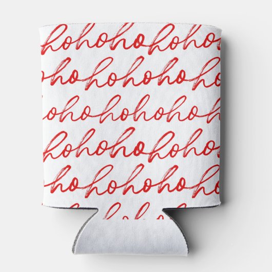 ミニマリストホーホー文字レッドホリデーパターンクリスマス 缶クーラー (裏面)