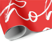 ミニマリストホーホー文字レッドホリデーパターン ラッピングペーパー (ロールコーナー)