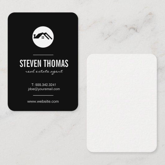 ミニマリストホームアイコン/白黒 名刺 (正面/裏面)