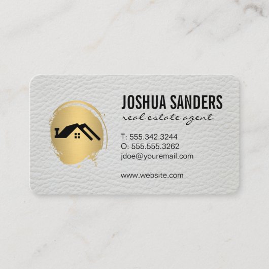 ミニマリストホームアイコン/金ゴールドブラシ付きレフェイクザー 名刺 (正面)