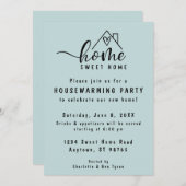 ミニマリストホームスイートホーム引っ越し祝いパーティー 招待状 (正面/裏面)