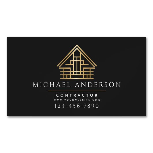 ミニマリストホーム建物建築リュックス マグネット名刺 (正面)