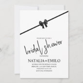 ミニマリストボウ白黒ブライダルシャワーブランチ 招待状 (正面)