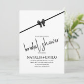 ミニマリストボウ白黒ブライダルシャワーブランチ 招待状 (スタンド正面)