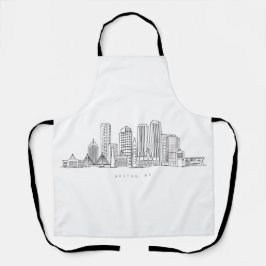 ミニマリストボストンシティスカイラインイラストレーション エプロン
