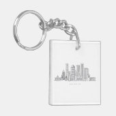 ミニマリストボストンシティスカイラインイラストレーション キーホルダー (正面左)