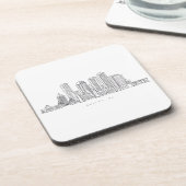 ミニマリストボストンシティスカイラインイラストレーション コースター (左側)