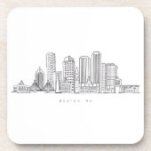 ミニマリストボストンシティスカイラインイラストレーション コースター (正面)
