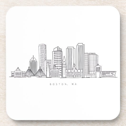 ミニマリストボストンシティスカイラインイラストレーション コースター (正面)